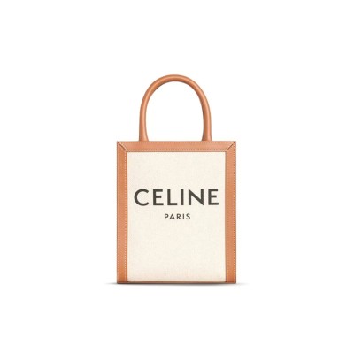 CELINE MINI TOTE IN CABAS TRIOMPHE CANVAS AND CALFSKIN 193302BNZ.02NT (21*17*4cm)